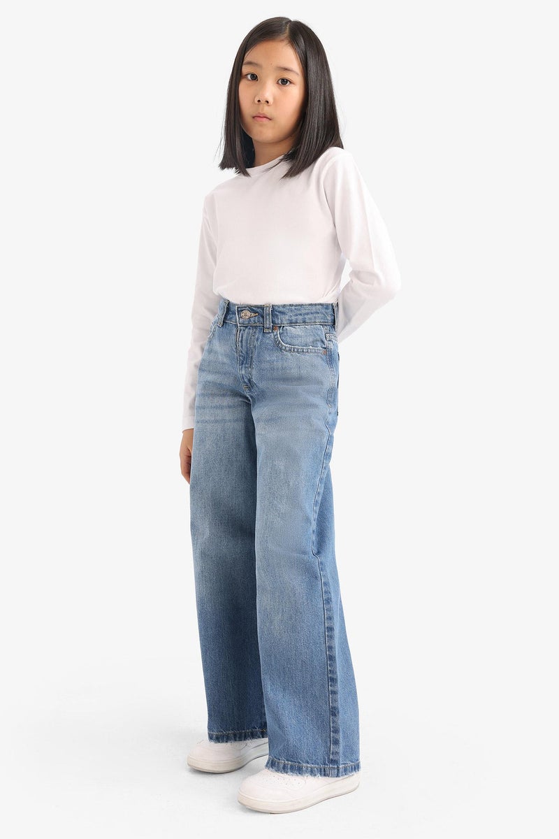 DeFacto Blue Girl Girl Wide Leg Jeans Casual - Image 4